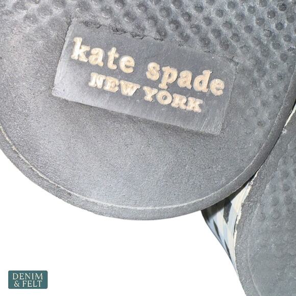 Kate Spade Rina Wedge Flip Flops Black Gingham Bow Sandals Size 7B Women’s - Picture 13 of 14